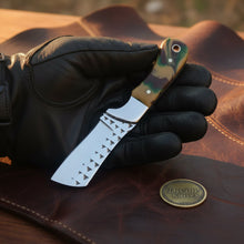Load image into Gallery viewer, Camo Resin Rasp Bull Cutter Knife with Broad Fixed Blade