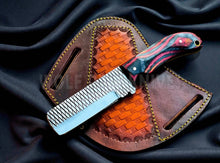 Load image into Gallery viewer, Multicolor Pakkawood Rasp Bull Cutter Knife With Full Tang Blade