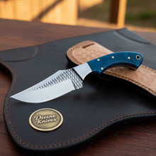 Load image into Gallery viewer, Blue Farrier Rasp Cowboy Belt Knife with Clip Point Blade