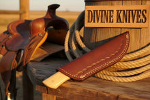 Load image into Gallery viewer, Bone and Wood Accent Damascus Knife Built for Field Dressing