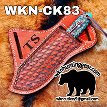 Load image into Gallery viewer, Turquoise Stag Resin Drop Point Knife with Twist Pattern Blade for Hunters and Outdoor Users