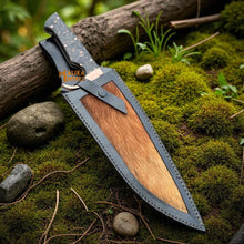Load image into Gallery viewer, Copper Damascus Bowie Knife | Carbon Fiber Handle