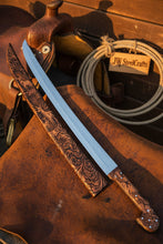 Load image into Gallery viewer, Handmade Shashka Sword 24” – Caucasian Saber Style Curved Blade with Engraved Scabbard