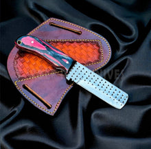 Load image into Gallery viewer, Multicolor Pakkawood Rasp Bull Cutter Knife With Full Tang Blade