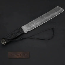 Load image into Gallery viewer, 9 Inch Damascus Steel Tanto Knife with Cord Wrapped Handle – 16 Inch Overall