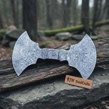 Load image into Gallery viewer, 9 Inch Wide Double Bit Damascus Axe Head
