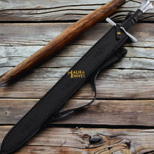 Load image into Gallery viewer, Handmade Medieval Damascus Arming Templar Knight Sword with Leather sheath-901
