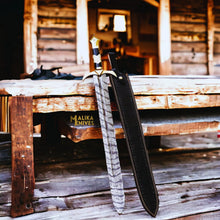 Load image into Gallery viewer, Damascus Medieval Arming Sword with Leather sheath-906
