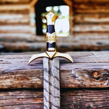 Load image into Gallery viewer, Damascus Medieval Arming Sword with Leather sheath-906