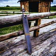 Load image into Gallery viewer, Damascus Battle Medieval sword with Leather sheath-908