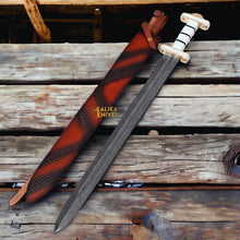 Load image into Gallery viewer, Handcrafted Viking Sword with Damascus Steel Blade-911