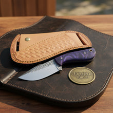 Load image into Gallery viewer, Purple Swirl Resin Rasp Cowboy Knife with Marbled Purple Handle