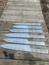 Load image into Gallery viewer, 6-Piece Handmade Damascus Chef Knife Blank Set, Forged Steel Blades, Custom Knife Making Supply