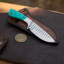 Load image into Gallery viewer, Turquoise Stone Skinner Knife with Cross-Hatch Blade for Hunters and Outdoor Users