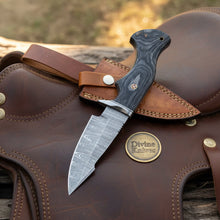 Load image into Gallery viewer, Grey Micarta Damascus Skinner Knife with Layered Blade