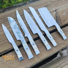 Load image into Gallery viewer, Malika Ultimate Kitchen Knife Set: Premium Black &amp; white Collection with Custom Leather Carrying Case -0205