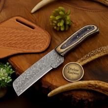 Load image into Gallery viewer, Dual-Tone Pakkawood Bone Bull Cutter with Stacked Handle Design