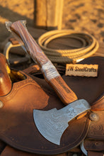 Load image into Gallery viewer, Damascus Steel Bearded Bushcraft Axe for Camping and Woodcraft