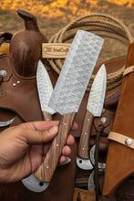 Load image into Gallery viewer, Hand Forged Damascus Chef Knife Set, Natural Wood Handle, Full Tang Kitchen Knife Collection