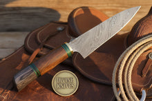 Load image into Gallery viewer, Two Tone Gray and Black Wood Damascus Fixed Blade Knife