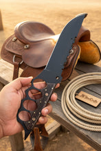 Load image into Gallery viewer, Knuckle Handle Tactical Knife Acid Etched Drop Point Fixed Blade
