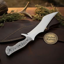 Load image into Gallery viewer, Marbled Micarta Handle Recurve Bowie Knife for Collectors and Display