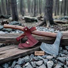 Load image into Gallery viewer, Hand-forged Damascus Bearded Axe for Bushcraft &amp; Trail Work