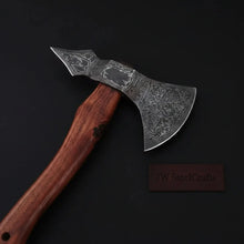 Load image into Gallery viewer, Double-Bit Damascus Axe Head with Rear Spike Variant