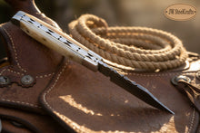 Load image into Gallery viewer, Handmade Damascus Steel Folding Pocket Trapper Knife 4"with Bone Handle