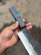Load image into Gallery viewer, Japanese Gyuto Chef Knife 8” – Kurouchi Finish Blade with Wa Handle, Traditional Meiji Style