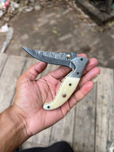 Load image into Gallery viewer, Frontrunner Camel Bone folding knife with Leather Sheath