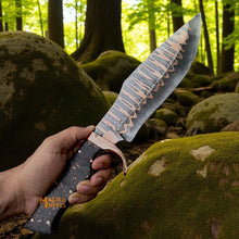 Load image into Gallery viewer, Copper Damascus Bowie Knife | Carbon Fiber Handle