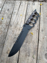 Load image into Gallery viewer, Knuckle Handle Tactical Knife Acid Etched Drop Point Fixed Blade