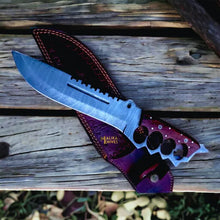 Load image into Gallery viewer, Damascus Knuckle Bowie Knife Rosewood Full Tang