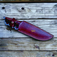 Load image into Gallery viewer, Damascus Knuckle Bowie Knife Rosewood Full Tang