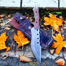 Load image into Gallery viewer, Custom Damascus Tracker Bowie Knife Micarta
