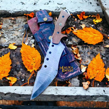 Load image into Gallery viewer, Custom Damascus Tracker Bowie Knife Micarta