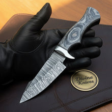 Load image into Gallery viewer, Grey Micarta Damascus Skinner Knife with Layered Blade
