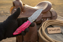 Load image into Gallery viewer, Pink Pakka Wood Damascus Folding Knife 7” – Handmade Persian EDC Pocket Knife