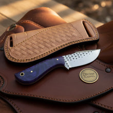 Load image into Gallery viewer, Purple Swirl Resin Rasp Cowboy Knife with Marbled Purple Handle