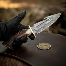 Load image into Gallery viewer, Crown Stag Damascus Gut Hook Knife for Hunting and Field Dressing