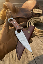 Load image into Gallery viewer, Damascus Hunting Skinner Knife Brown Micarta | Handle and Leather Sheath