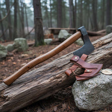Load image into Gallery viewer, Hand-forged Damascus Bearded Axe for Bushcraft &amp; Trail Work