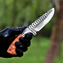 Load image into Gallery viewer, Cowboy Hunting Knife Rasp D2 Steel Turquoise Handle