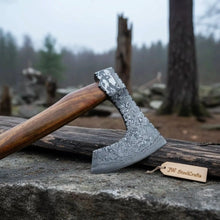 Load image into Gallery viewer, Custom Handmade Bearded Viking Axe with Damascus Steel Blade and Hardwood Handle | JW SteelCrafts