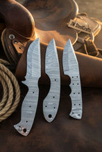 Load image into Gallery viewer, Damascus Knife Blanks Set 4.5 Inch Blades Fixed Blade DIY Trio