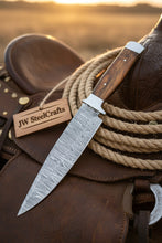 Load image into Gallery viewer, European Carving Knife Damascus Blade Wooden Handle Fixed Blade Tool