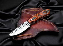 Load image into Gallery viewer, Orange Pakkawood Handle EDC Skinner Knife for Cowboy Style Collectors