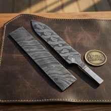 Load image into Gallery viewer, Damascus Zebra Pattern Billet Set with Shaped Blade Blank