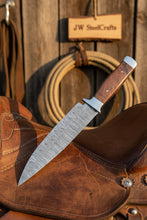 Load image into Gallery viewer, European Carving Knife Damascus Blade Wooden Handle Fixed Blade Tool